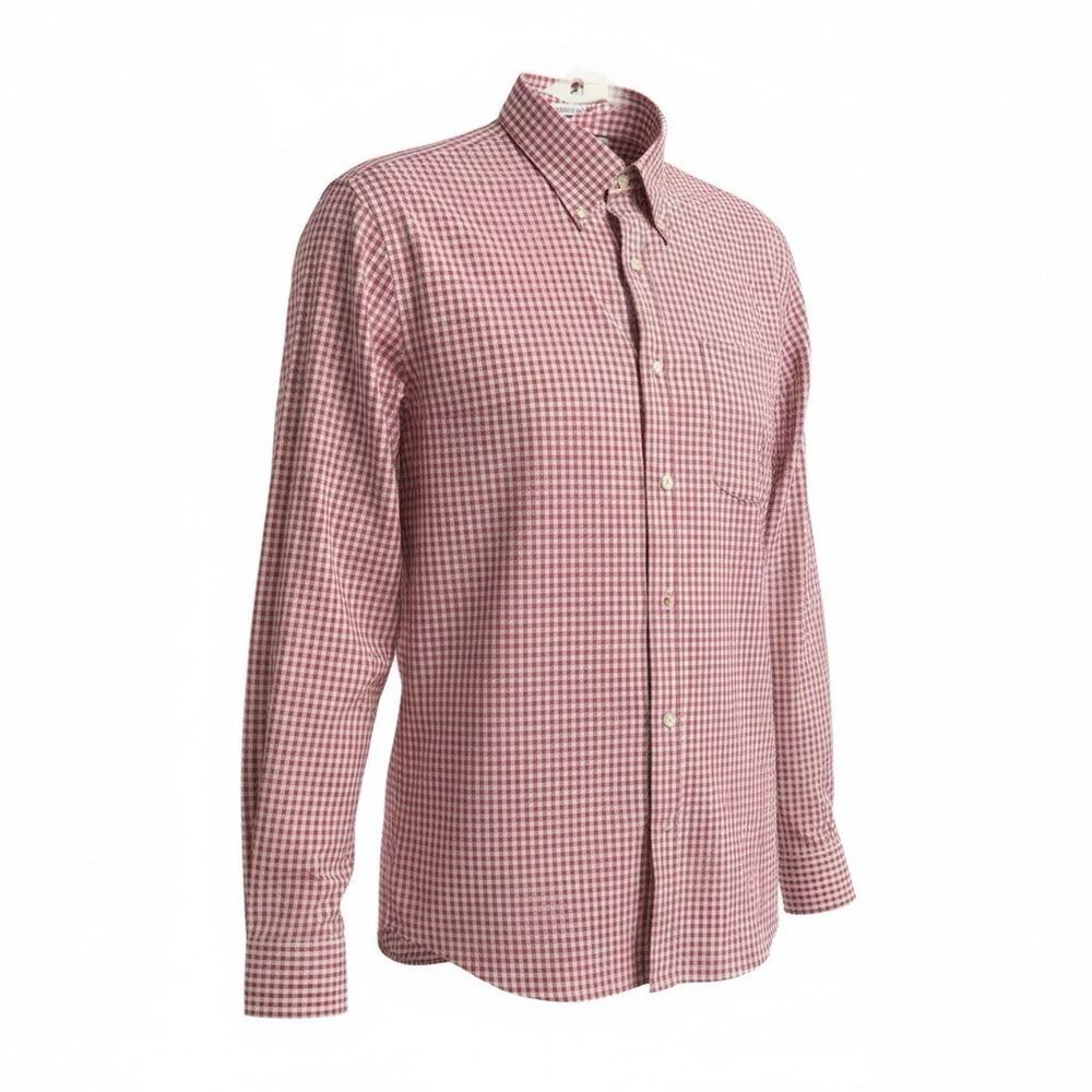 NWOT BROOKS BROTHERS MENS RED PLAID LONG SLEEVE BUTTON DOWN POLO SHIRT. LARGE